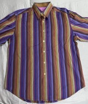 Robert Graham  Striped Multicolored Shirt Long Sleeve Flip Cuff Button U... - £31.65 GBP