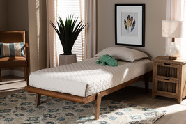 Horace Walnut Brown Twin Size Platform Bed - $3,946.50 MXN