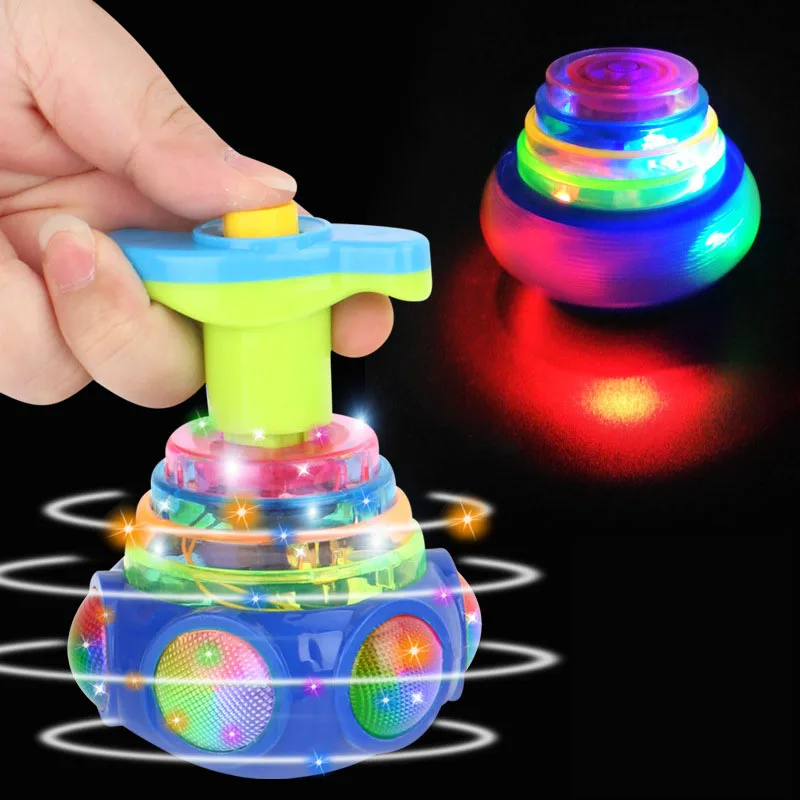 UFO Flashing Spinning Top Kids Gyro Light Up Toy Kids Piggy LED Music Gyroscope - £6.95 GBP+