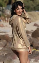 UjENA Womens Gold Fishnet Universal Hoodie Cover Up New Free Shipping - £74.93 GBP