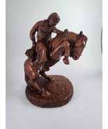 Red Mill Mfg Handcrafted USA Cowboy On A Horse Large Figurine 10 3/4&quot; Tall - £53.48 GBP