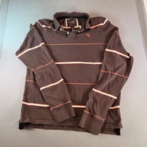 Abercrombie &amp; Fitch Brown Striped Long Sleeve Polo Shirt XL Muscle Fit - $24.95