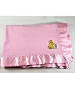HTF  Disney Store Classic Pooh And Piglet Embroidered Pink Satin Baby Blanket - $5,635.88 MXN