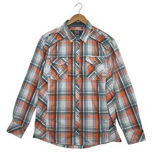 BKE Shirt Mens XL Orange Green Plaid Western Pearl Snap Casual Cowboy Rodeo - $24.74