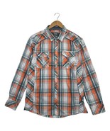 BKE Shirt Mens XL Orange Green Plaid Western Pearl Snap Casual Cowboy Rodeo - $455.47 MXN