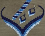 Premium blue and white seeds beads native american necklace set 0 thumb155 crop
