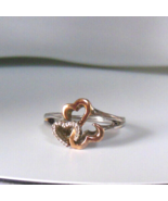 JWBR 925 Sterling Silver &amp; 14K Gold Open Heart Diamond Ring Size 6.5 - $164.82 CAD