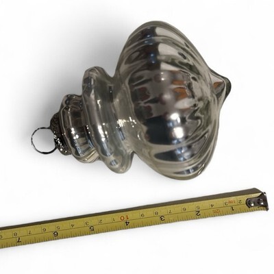 Christmas Ornaments 7" Mercury Glass Kugel Hanging LARGE Big Silver HEAVY Item image 6