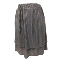 Potters Pot Womens A Line Skirt Black Striped Layered Look Pull On USA L... - £9.48 GBP