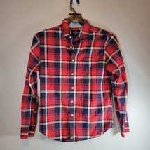 American Eagle Mens Button Down Shirt Small Red Blue White Stripes Pocket - £10.20 GBP