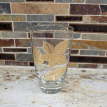 Vintage Gold Leaf Glass Tumbler, Flat Bottom 5-1/4&quot; 14 oz, Mid Century M... - $12.00