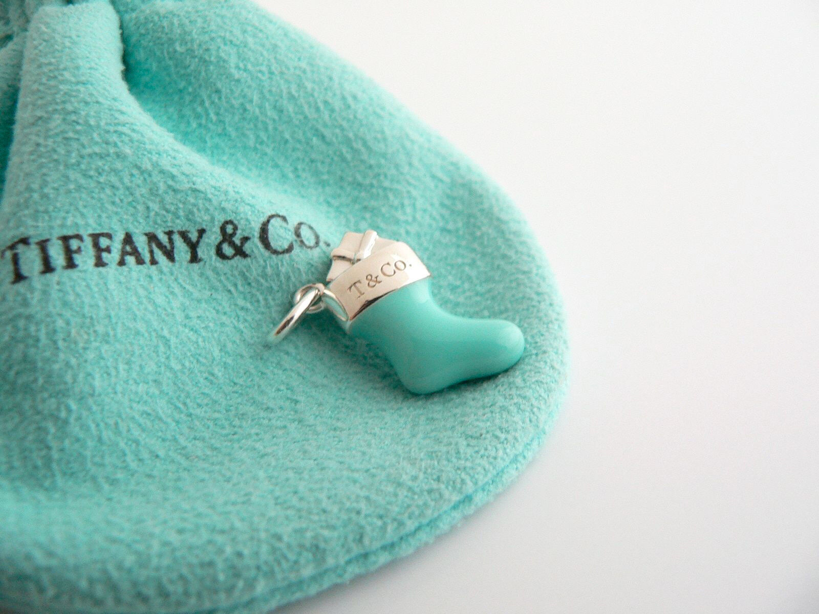 Tiffany & Co Silver Blue Enamel Stocking Sock Charm 4 Necklace Bracelet Gift - $698.00