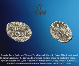 1598-1605 Russland Boris Godunov Time Of Troubles Ar Silber Pskov Mint M... - £23.36 GBP