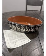 Fernando Arroyo Mexican Art Pottery Bowl Fish Black White Redware - $736.74 MXN