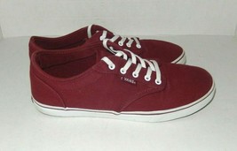 VANS Women&#39;s 6.5 Lace Up Sneakers Skate Shoes Canvas Maroon - £19.66 GBP