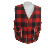 Weatherguard Shane outdoor vest red Buffalo Plaid vtg 70s wool blend unisex - £31.28 GBP