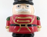 Happy Holidays Christmas Ceramic Soldier Nutcracker Mustache Red Jacket ... - $9.41