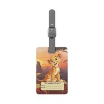 Luggage Tag  for Kids Lion Sitting on a Rock | Rectangle Saffiano Polyes... - $19.99