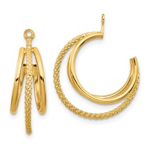 14K Gold Twisted Triple Hoop Earring Jackets Jewelry 21mm x 18mm - £116.26 GBP