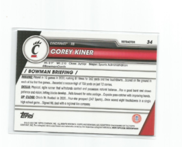 Corey Kiner (Cincinnati) 2023 Bowman U Chrome 1ST Bowman Refractor Card #34 - £5.34 GBP