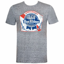 Pabst Blue Ribbon Men&#39;s Classic Logo T-Shirt Grey - £31.15 GBP
