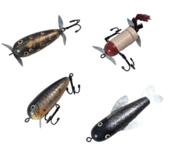 Rivers Edge Antique Fishing Lure Ornaments Wood Metal Set of 4 Replica Lures NEW - £20.96 GBP