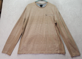 Calvin Klein Shirt Men&#39;s Size Large Tan 100% Cotton Long Casual Sleeve Crew Neck - £14.69 GBP