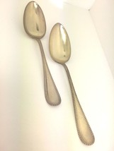 Wm Rogers and Son AA Set of 2 Silverplate Beaded Edge Serving Spoons Ute... - £7.47 GBP