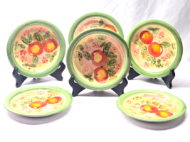 Vintage GIBSON 7.5&quot; Salad Plate PEACH DUO Hand Painted Stoneware - Set Of 6 - $42.36 CAD