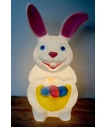 Vintage Easter Bunny Rabbit Lighted Eggs Basket 21.5” Blow Mold Yard Dec... - $69.95