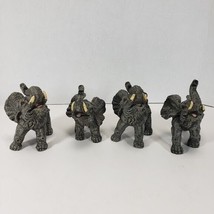 Vintage Small 4.25&quot; Gray Hard Plastic Elephants Lot of Four Elephants - £17.39 GBP