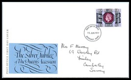 1977 UK GB FDC Cover - Silver Jubilee Of Queen&#39;s Accession, Aldershot, Hants P4  - £2.32 GBP