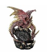 Double Headed Red Dragon On LED Lighted Geode Rock Cavern Figurine Tabletop - $586.90 MXN