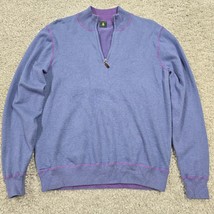 Robert Talbott Sweater Medium Purple Striped 1/4 Zip Long Sleeve Pullover Preppy - £28.10 GBP