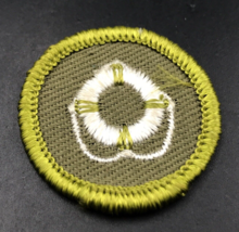 VTG 60s Boy Scouts BSA Life Saving Merit Badge Khaki Rolled Edge Type F 1.5&quot; Dia - £4.69 GBP