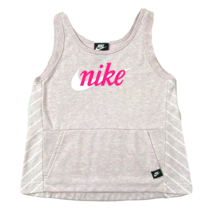 NIKE Crop Tank Top Girls size Large Scoop Neck Pocket Pink French Terry Knit - $22.49