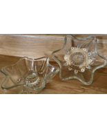 Vintage Crystal Glass Rounded 6 Point  Star Taper Candle Holders Set Of 2 - €7,75 EUR