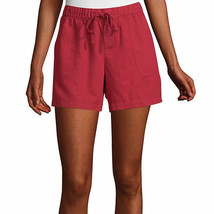 Liz Claiborne Women&#39;s Soft Shorts Size LARGE Paris Red Stretch Waist 5&quot; Ins - £20.87 GBP