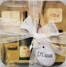 Set of 4 Same Wooden Cork Backed Coasters (3.5&quot;x3.5&quot;) WINE &amp; GRAPES,WC02,D&#39;Lusso - £7.90 GBP