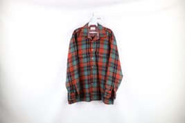 Vtg 70s Streetwear Mens Large Tweed Double Pocket Collared Button Shirt Plaid - £55.22 GBP