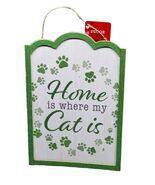 Saint Patrick Day Home is where my Cat Is Wooden Wall Sign, - $304.99 MXN