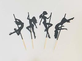 Stripper cupcake toppers, pole dancing cupcake toppers, stripper party d... - $7.84