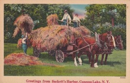 Greetings Sackett&#39;s Harbor Conesus Lake New York NY 1944 Geneseo Postcard E01 - £3.96 GBP