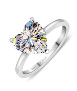 GIGAJEWE Moissanite 9.0mm 3.0ct White D Color Heart Cut 925 Silver Ring - £153.78 GBP