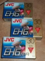 compact vhs blank new tape jvc 30  ehg 90 minutes 3-pack - £17.56 GBP