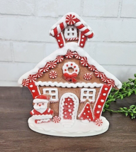 Peppermint Candy Canes Gingerbread House Figurine Santa Tabletop Decor 8&quot; NEW - £17.71 GBP