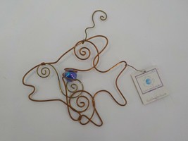 Blue Earth Ornaments Hanging Ornament Metal Wire Fish With Blue Glass Marble Nwt - £7.85 GBP