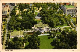 Washington D.C. South Lawn Aerial View White House 1930-45 Vintage Postcard - $9.40