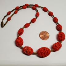 Vintage 1930s Spun Lattice Spaghetti Coral-Colored Glass Czechoslovakia Necklace - $64.35