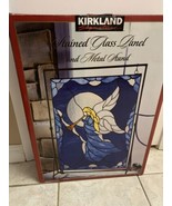 Kirkland Angel Stained Glass Panel &amp; Metal Stand Sun Catch Window  20&quot; x... - £83.08 GBP
